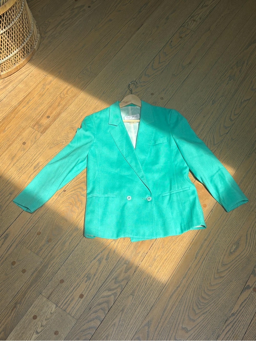 Vintage Teal Double-Breasted Blazer